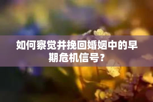 如何察觉并挽回婚姻中的早期危机信号？