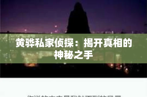 黄骅私家侦探：揭开真相的神秘之手