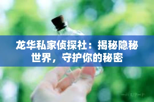 龙华私家侦探社：揭秘隐秘世界，守护你的秘密
