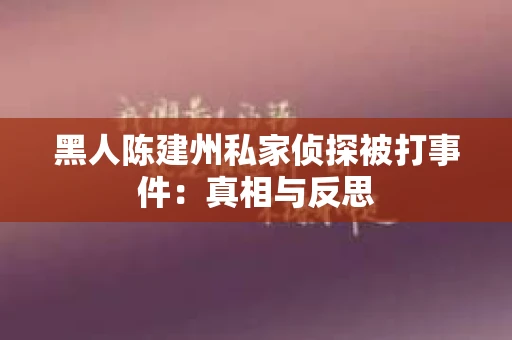 黑人陈建州私家侦探被打事件：真相与反思